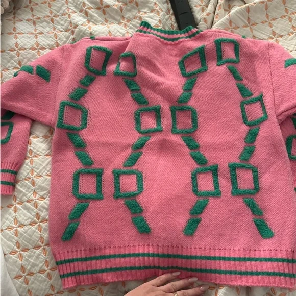 Pink and Green Women's Sweater - Picture 2 of 5